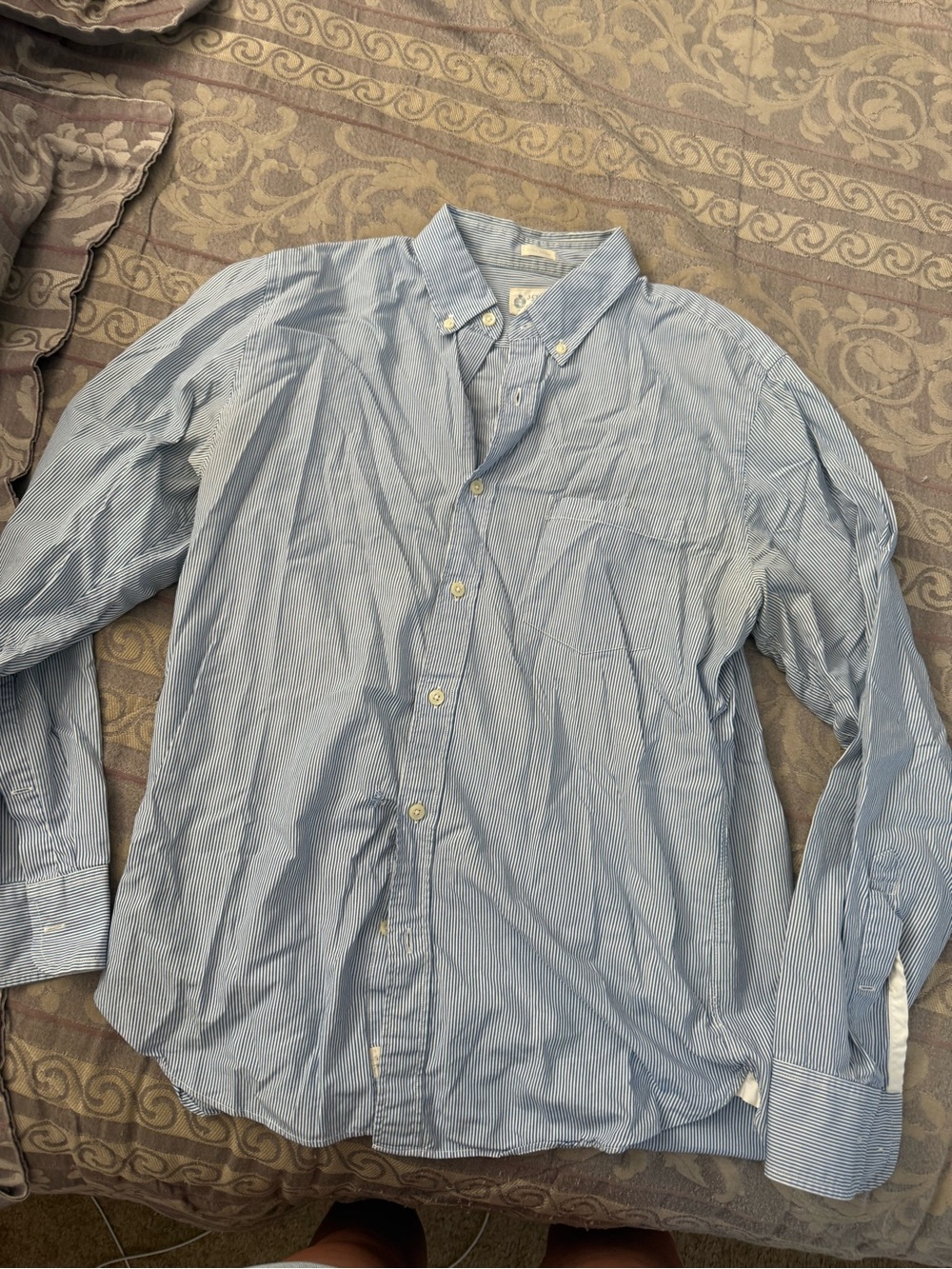 J. Crew Men's Light Blue Thin-Stripe Button-Down Shirt